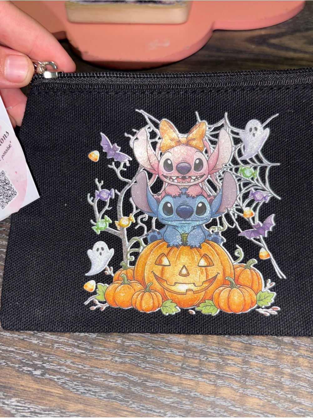 Halloween Stitch & Angel Mini Bag — Black